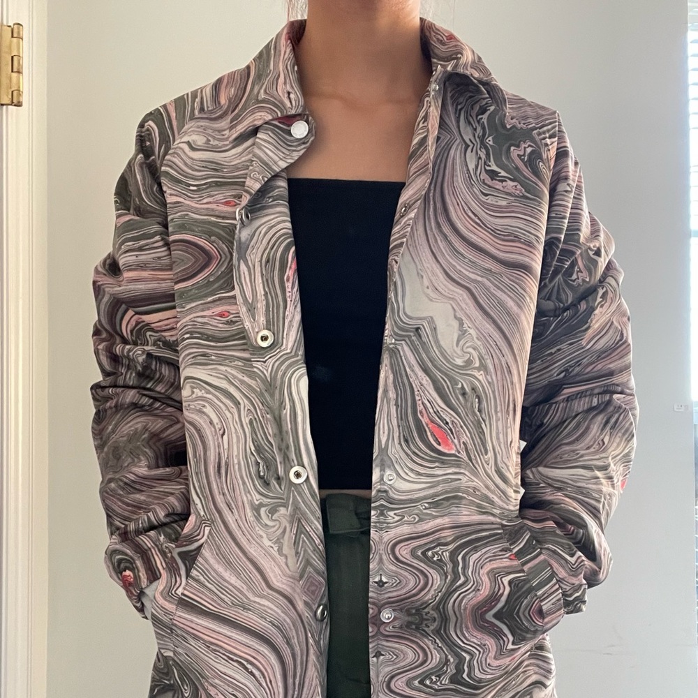 NEW Marble Print Coaches Jacket, Diamond Supply Co. XS